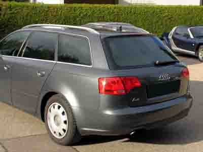 Tönungsfolie passgenau zugeschnitten und professionell montiert auf Audi A4 Avant B7