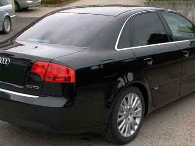 Tönungsfolie passgenau zugeschnitten und professionell montiert auf Audi A4 Limousine B7
