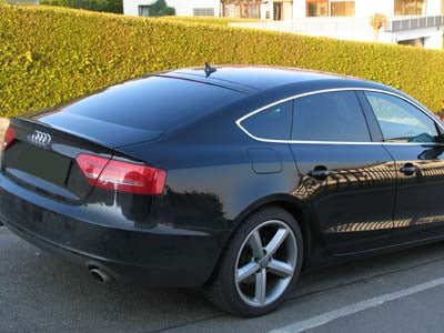 Tönungsfolie passgenau zugeschnitten und professionell montiert auf Audi A5 Sportback