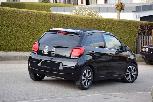 Tönungsfolie passgenau zugeschnitten und professionell montiert auf Citroën C1 II 5-Türer – Beispiel mit FVB Carbon Folie