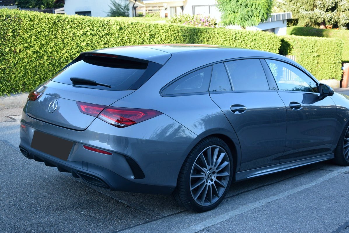 Tönungsfolie passgenau zugeschnitten und professionell montiert auf Mercedes cla shooting brake x118  – Beispiel mit FVB Ceramic Folie