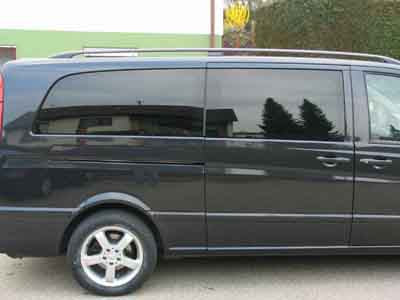 Tönungsfolie passgenau zugeschnitten und professionell montiert auf Mercedes W639 L3 – Beispiel mit FVB Carbon Folie