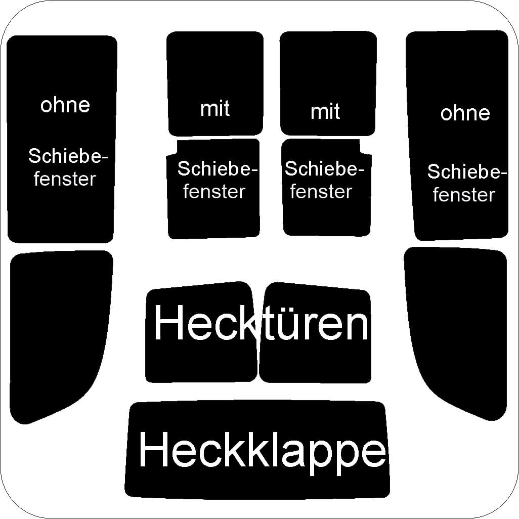 Passgenau zugeschnittenes Tönungsfolien-Set für Mercedes Vito W639 L1 – CNC-Zuschnitt von FVB Carbon Folie