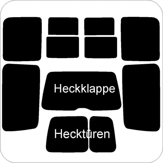 Passgenau zugeschnittenes Tönungsfolien-Set für VW Caddy 4 Maxi – CNC-Zuschnitt von FVB Carbon Folie