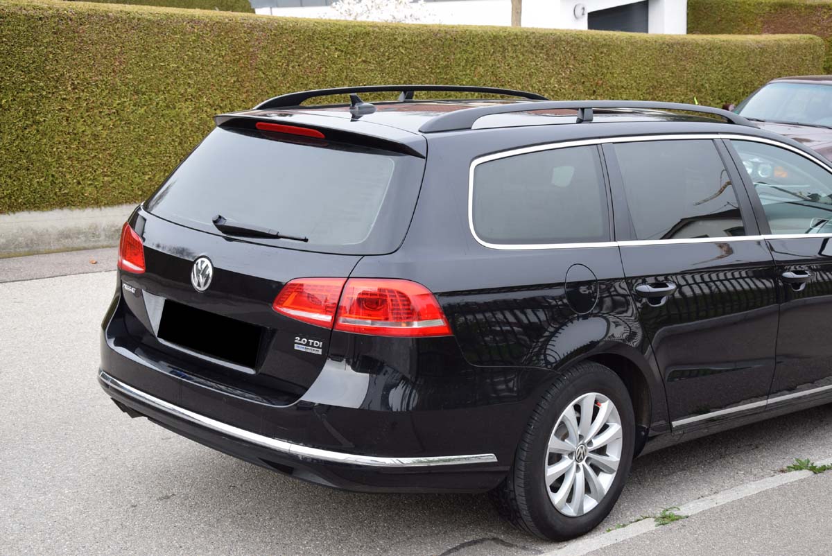 Tönungsfolie passgenau zugeschnitten und professionell montiert auf VW Passat Variant B7 – Beispiel mit FVB Carbon Folie