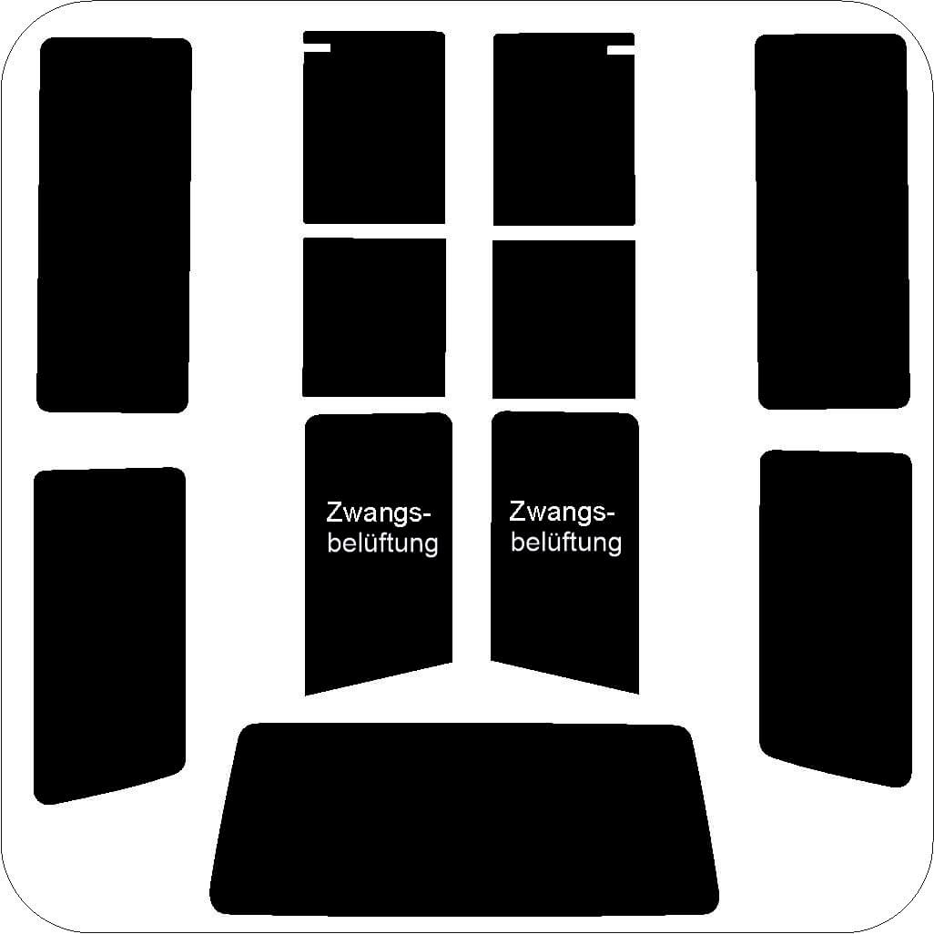 Passgenau zugeschnittenes Tönungsfolien-Set für VW T3 – CNC-Zuschnitt von FVB Carbon Folie