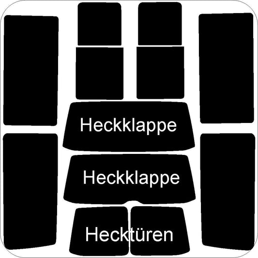 Passgenau zugeschnittenes Tönungsfolien-Set für VW T5 lang – CNC-Zuschnitt von FVB Carbon Folie